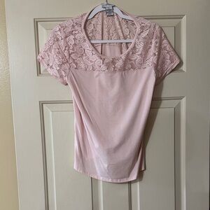 Carmen Marc Valvo Blush Lace Top